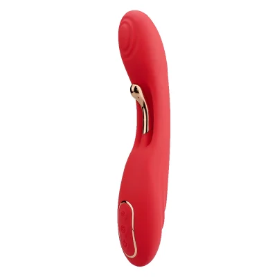 Vibrator G-Spot Flame, Super Puternic, 2 Motoare Independente, 9 Moduri Vibratii, Silicon, USB, Rosu, 22.2 cm, Passion Labs