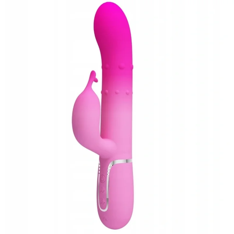 Vibrator Iepuras Shima, 7 Moduri Vibratii, Bile Stimulatoare, Silicon, USB, Roz, 22.6 cm