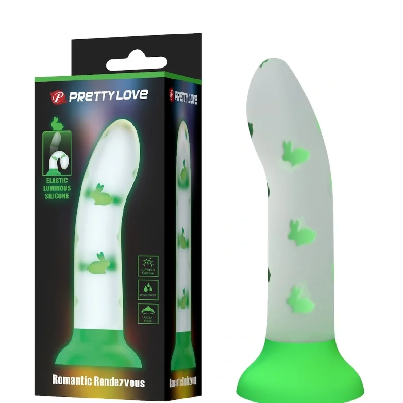 Dildo Romantic Randezvous, Luminous Silicone, Verde, 17 cm