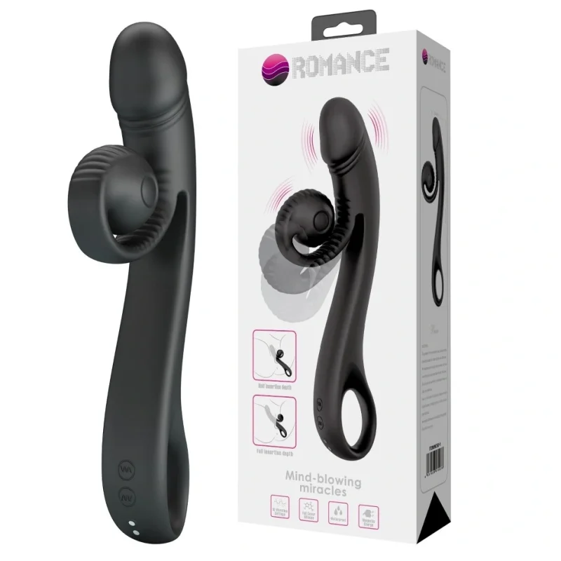 Vibrator Rabbit Beau Snail, 10 Moduri Vibratii, Silicon, USB Magnetic, Negru, 23 cm