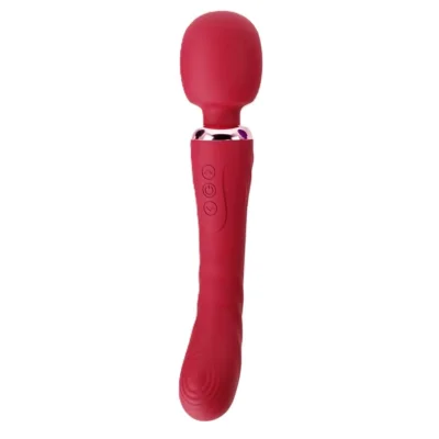 Vibrator Great Wand, 10+10 Moduri Vibratii, Silicon, USB, Rosu, 24.6 cm, Mokko Toys, Velvet Obsession