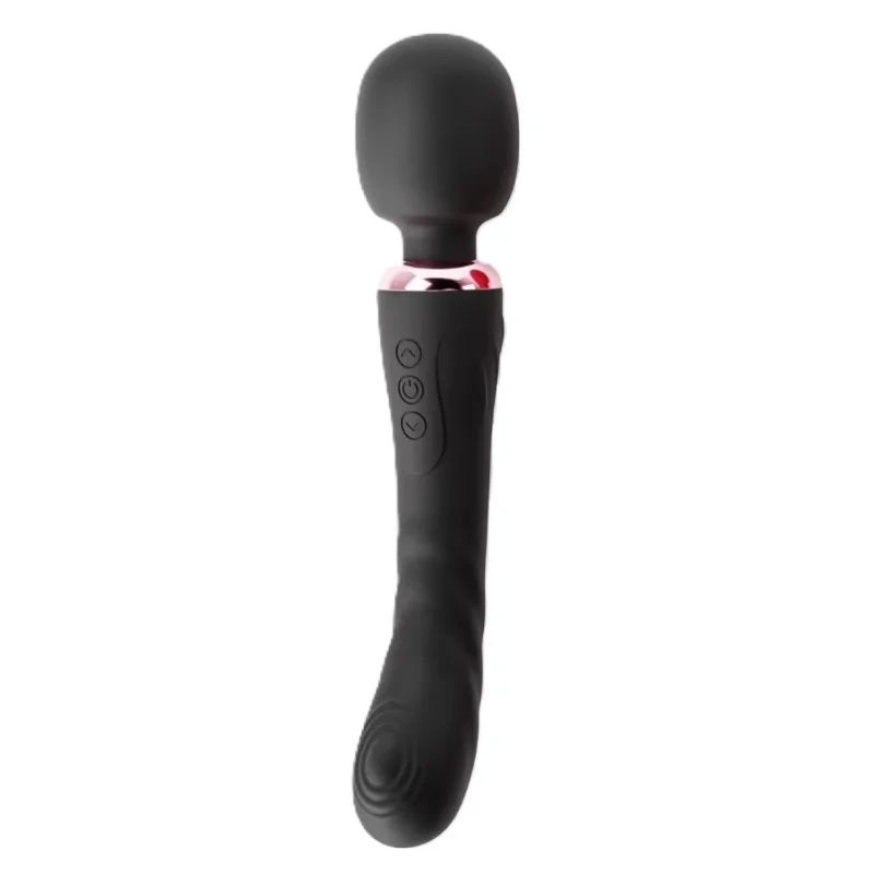 Vibrator Great Wand, 10+10 Moduri Vibratii, Silicon, USB, Negru, 24.6 cm, Mokko Toys, Velvet Obsession
