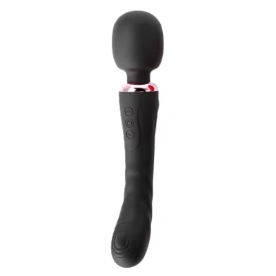Vibrator Great Wand, 10+10 Moduri Vibratii, Silicon, USB, Negru, 24.6 cm, Mokko Toys, Velvet Obsession