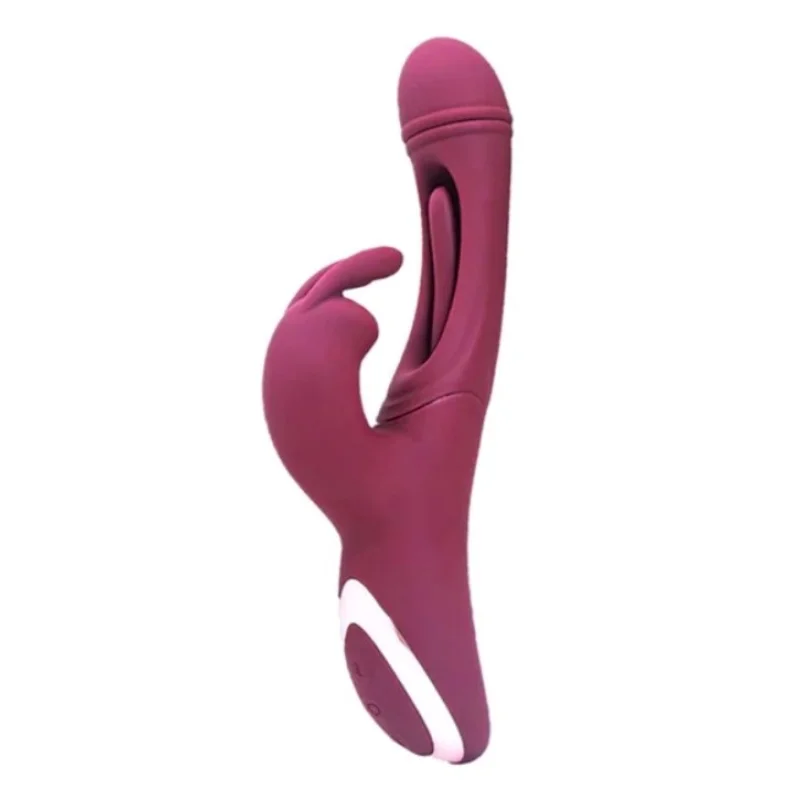 Vibrator Yara, Vibrating & Tapping, Silicon, USB Magnetic, Rosu Inchis, 24.1 cm, Guilty Toys, Sexxify