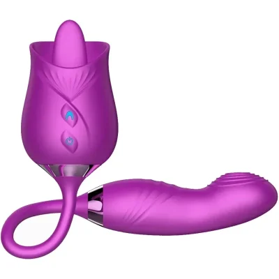 Stimulator Dublu, Vibrating, Licking, Fingering, Silicon, USB, Mov, 36.5 cm, Passion Labs