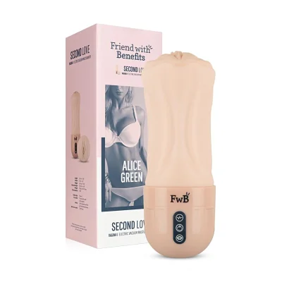Masturbator Electric Pussy Second Love Alice Green, Vibratii si Suctiune, TPE, Natural, 25 cm