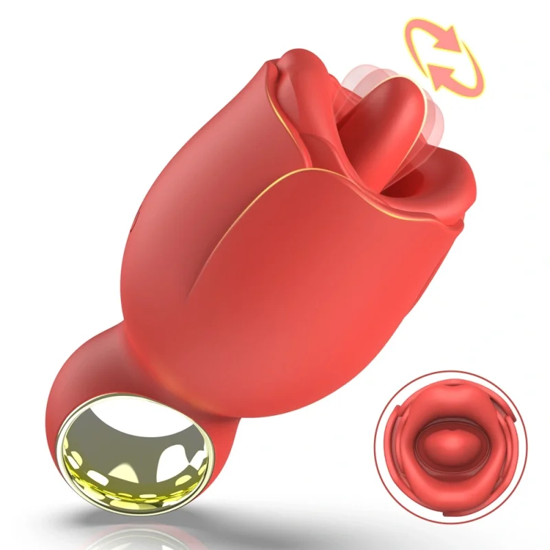 Vibrator Tempting Lips, Vibrating, Licking, Silicon, USB, Rosu, 11.2 cm, Guilty Toys