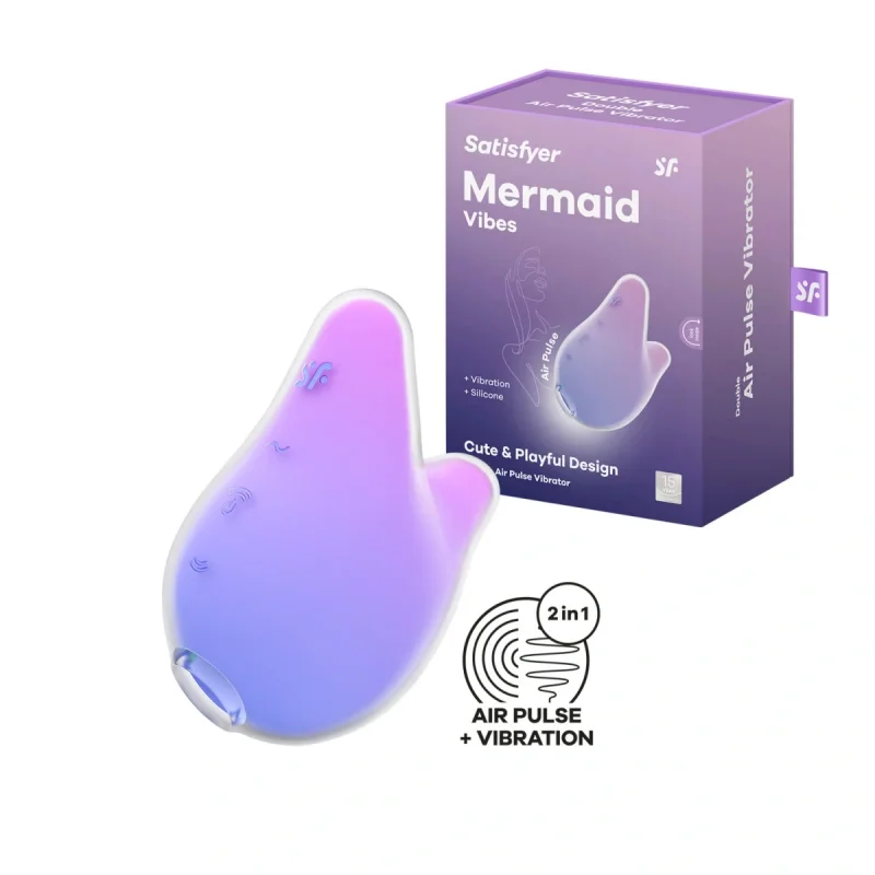 Vibrator Mermaid Vibes, Air Pulse, 11 Programe Suctiune, Silicon, USB, Mov