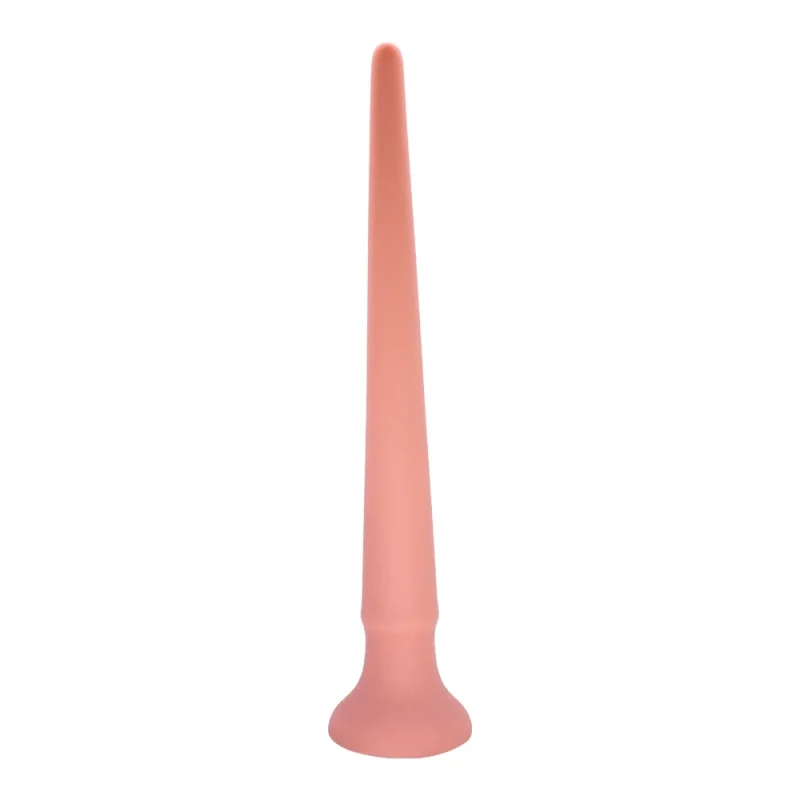Dildo Anal Long Spear cu Ventuza, Silicon Lichid, Natural, 39 cm