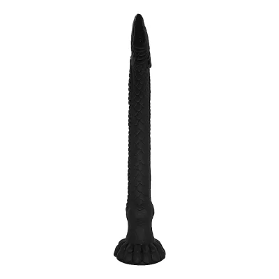 Dildo Anal Snake Venom cu Ventuza, Silicon Lichid, Negru, 42 cm