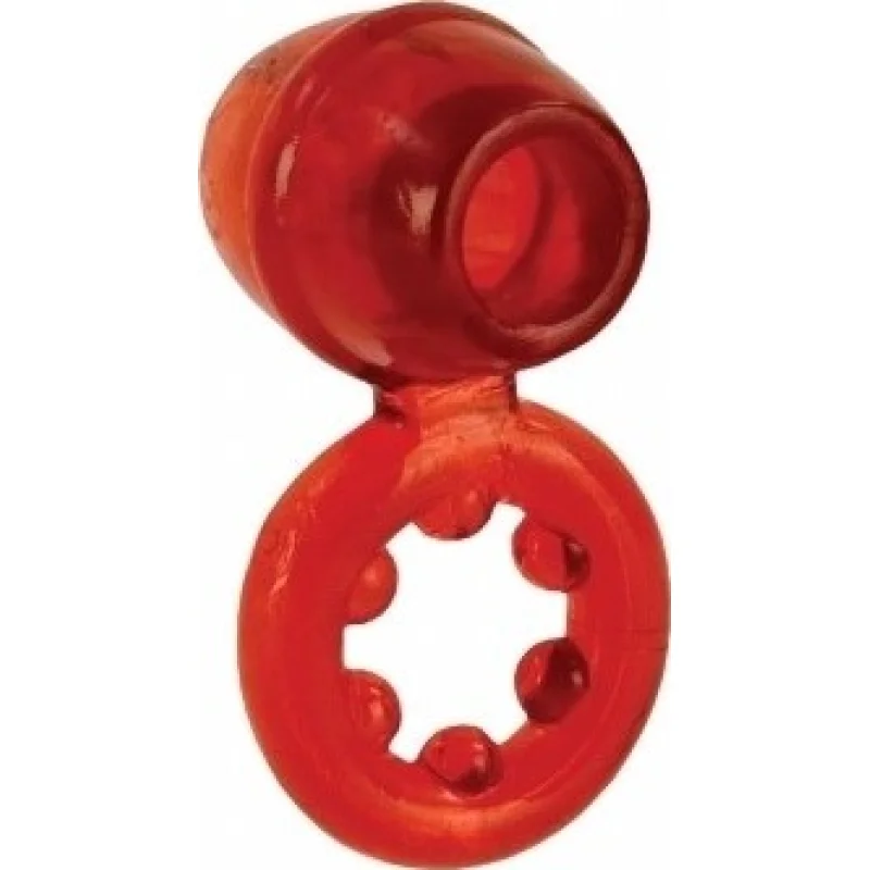 Inel pentru Penis Dual Suport Magnum, TPE elastic, Rosu