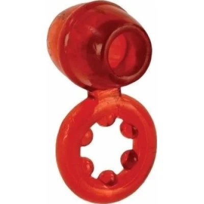 Inel pentru Penis Dual Suport Magnum, TPE elastic, Rosu
