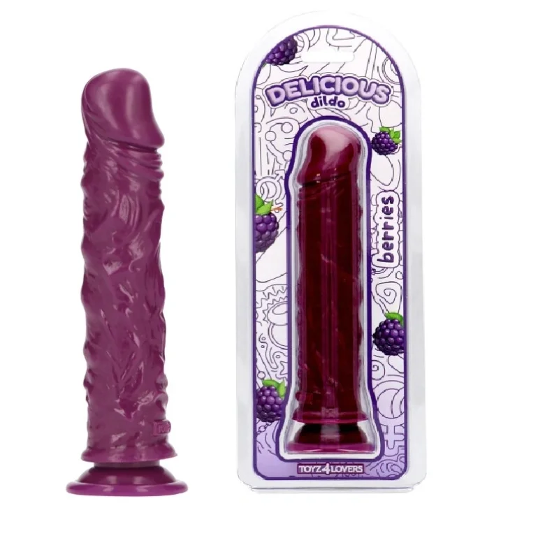 Dildo Realist Parfumat Jim, Aroma Mure, PVC, Mov, 20 cm