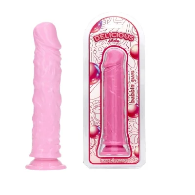 Dildo Realist Parfumat Jim, Aroma Guma de Mestecat, PVC, Roz, 20 cm
