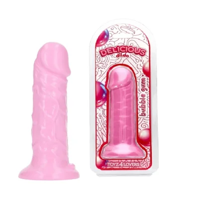 Dildo Realist Parfumat Tom, Aroma Guma de Mestecat, PVC, Roz, 15 cm