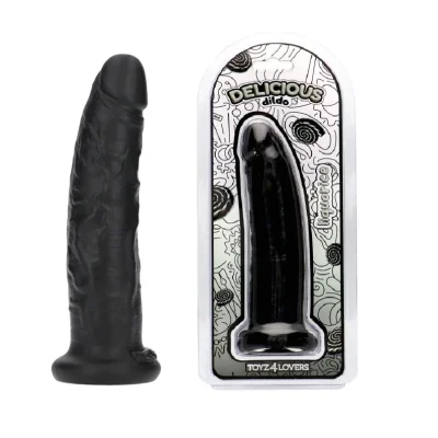 Dildo Realist Parfumat Sam, Aroma Lemn Dulce, PVC, Negru, 19.5 cm