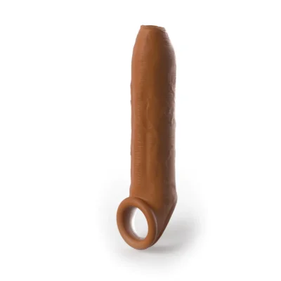 Prelungitor Penis Uncut cu Inel Testicule Fantasy X-Tensions Elite, Silicon, Maro, 20.3 cm