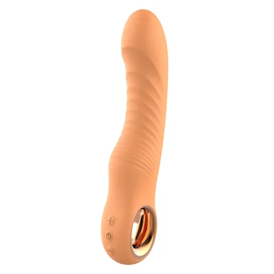 Vibrator Ribbed Vibe Glam, 10 Moduri Vibratii, Silicon, USB, Portocaliu, 22 cm