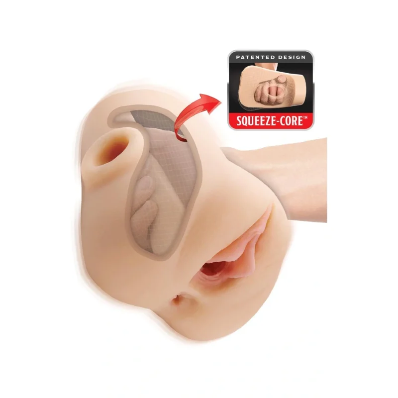 Masturbator Double Pounder Squeeze, Include Glont Vibrator, Material Fanta Flesh, Natural, 2.1 kg