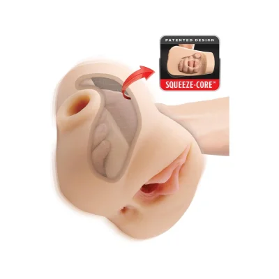 Masturbator Double Pounder Squeeze, Include Glont Vibrator, Material Fanta Flesh, Natural, 2.1 kg