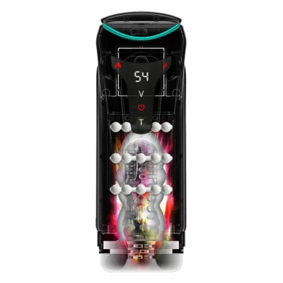 Masturbator Moto-Bator Pro, 5 Moduri Vibratii, 5 Moduri Impingere, 2 Nivele Incalzire, Negru, 26.5 cm