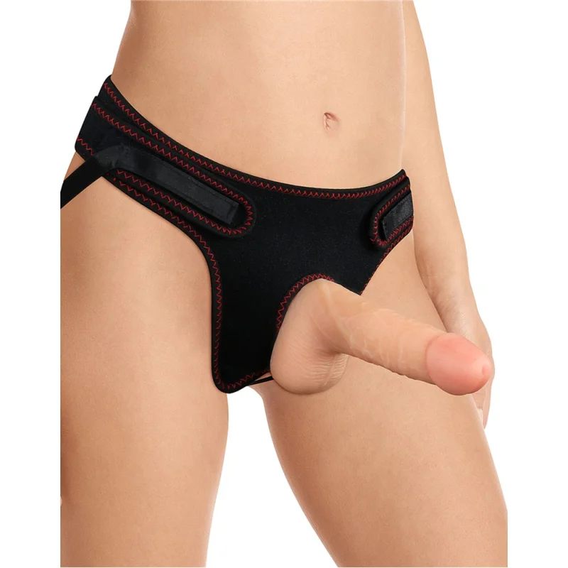 Strap On Easy Dildo cu Testicule Detasabil PVC Natural 18.5 cm