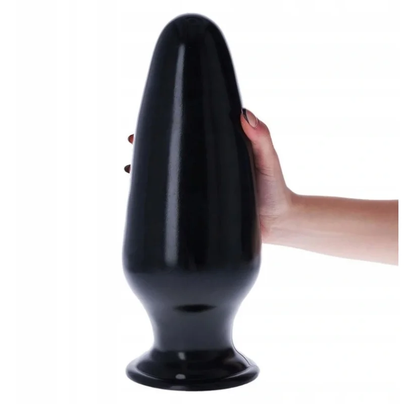 Dop Anal Uluru cu Ventuza, PVC, Negru, 32 cm