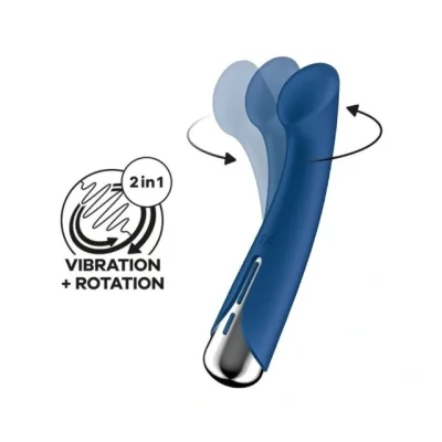 Vibrator Spinning G-Spot 1, 12 Programe de Vibratii, 5 Programe de Rotatii, Silicon, USB, Albastru, 16.5 cm