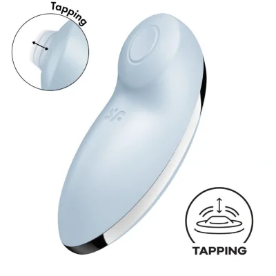 Stimulator Tap&Climax 2, Silicon, 11 Moduri Tapare si Vibratii, USB Magnetic, Albastru, 11 cm