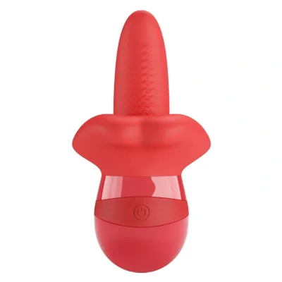 Stimulator Obelia, 10 Moduri Vibratii, 10 Moduri Rotatii, TPE Moale, USB, Rosu, 13.8 cm