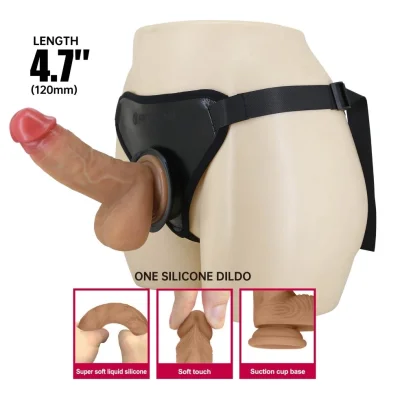 Strap-on Harness Briefs Fogg, Fixare cu Ventuza, Dildo din Silicon, Natural, 17.3 cm