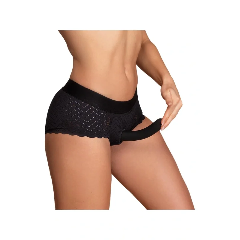 Phoenix Strap-on Boxeri Marime XL cu Dildo Inclus din Silicon, Negru, 15.5 cm