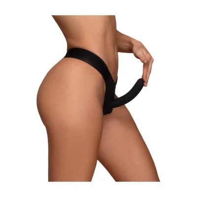 Ivy Strap-on Bikini Marime XL cu Dildo Inclus din Silicon, Negru, 15.5 cm