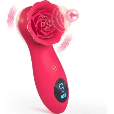 Stimulator Rosa Clit Stim, 9 Moduri Vibratii-Pulsatii, Ecran LCD, Silicon, USB, Rosu, Passion Labs