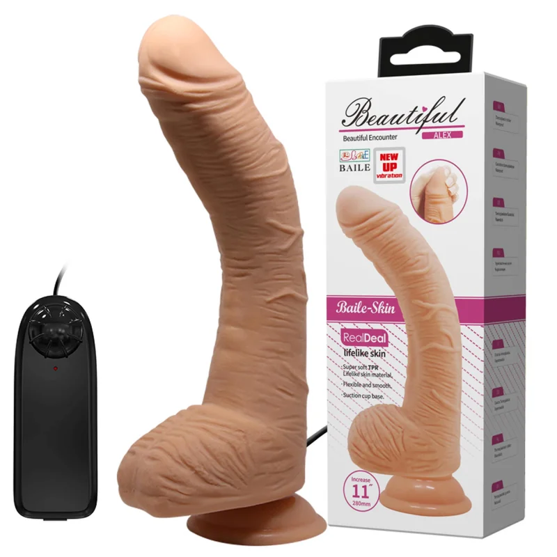 Vibrator Realist Multispeed Beautiful Alex LifeLike Skin, Natural, 28 cm