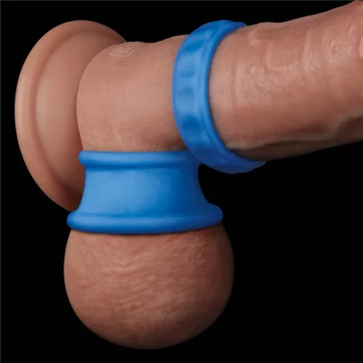 Set 2 Inele de Penis Pinnacle Pro Twin Flex, Silicon, Albastru