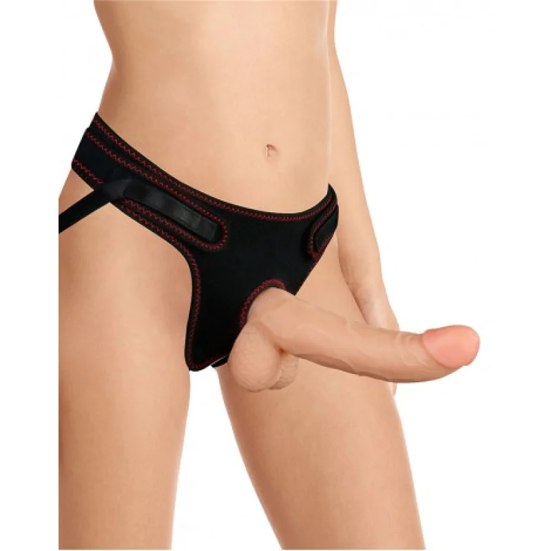 Strap On Easy Dildo cu Testicule Detasabil PVC Natural 22 cm