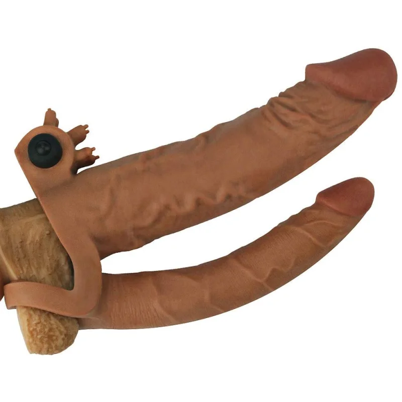 Manson Dublu Pleasure Vibrating X-Tender Add 5 cm Maro