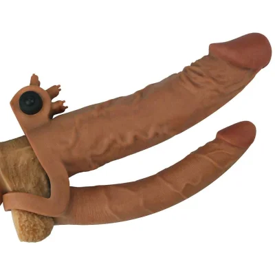 Manson Dublu Pleasure Vibrating X-Tender Add 5 cm Maro