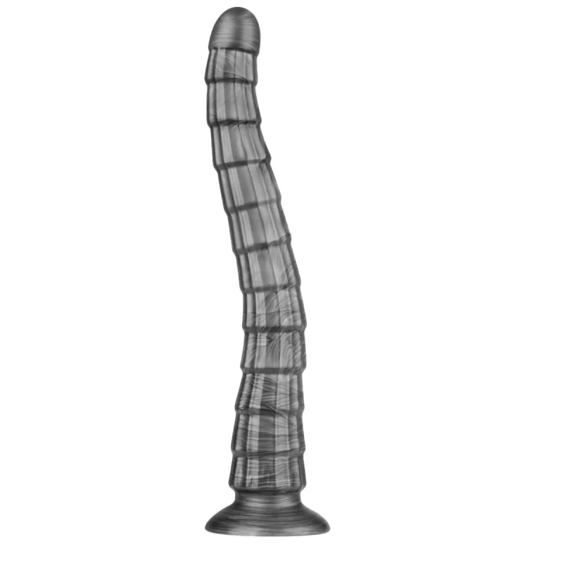 Vibrator King Sized Vibrax Slider 10 Moduri Vibratii, PVC, USB, Argintiu, 37 cm
