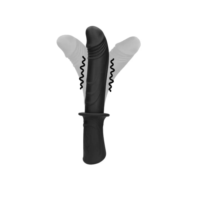Vibrator Realist Hand Held, 10 Moduri Vibratii, Silicon Lichid, Negru, USB