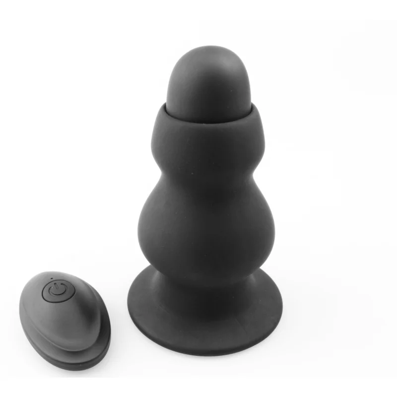 Dop Anal Lewis, 10 Moduri Vibratii, Remote Control, Silicon, USB, Negru, 10 cm, Guilty Toys, Backdoor Pleasure