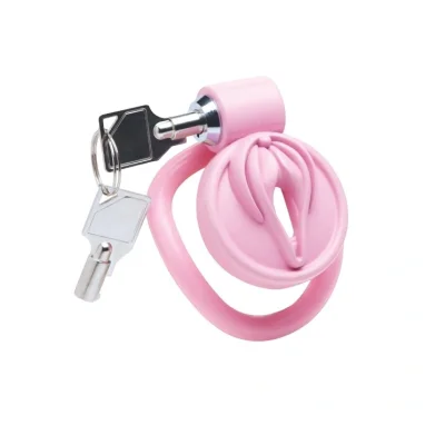 Cusca de Castitate Pussification Vulva Chastity Cage, ABS, Roz