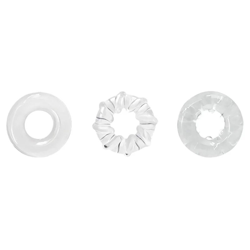 Set 3 Inele Erectie Trio Rings, TPE, Transparent, Guilty Toys