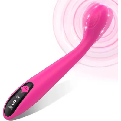 Vibrator Lily, 9 Moduri Vibratii, Silicon, Ecran LCD, USB Magnetic, Roz, 19.5 cm, Mokko Toys, Velvet Obsession