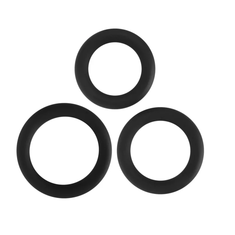 Set 3 Inele Penis Triple X, Silicon, Negru, Guilty Toys